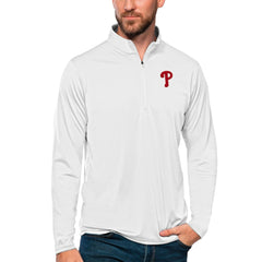 Philadelphia Phillies Antigua Tribute Quarter-Zip Pullover Top - White Pullover