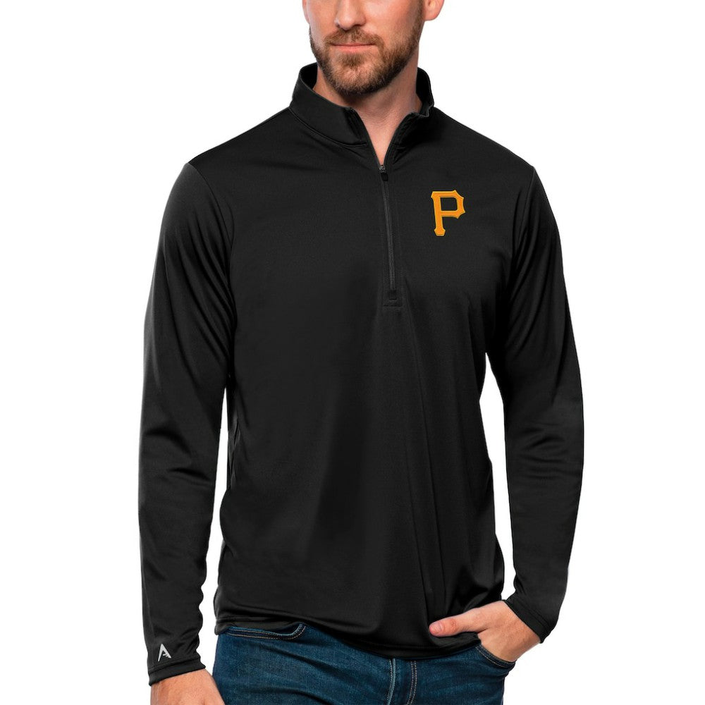 Pittsburgh Pirates Antigua Tribute Quarter-Zip Pullover Top - Black Pullover