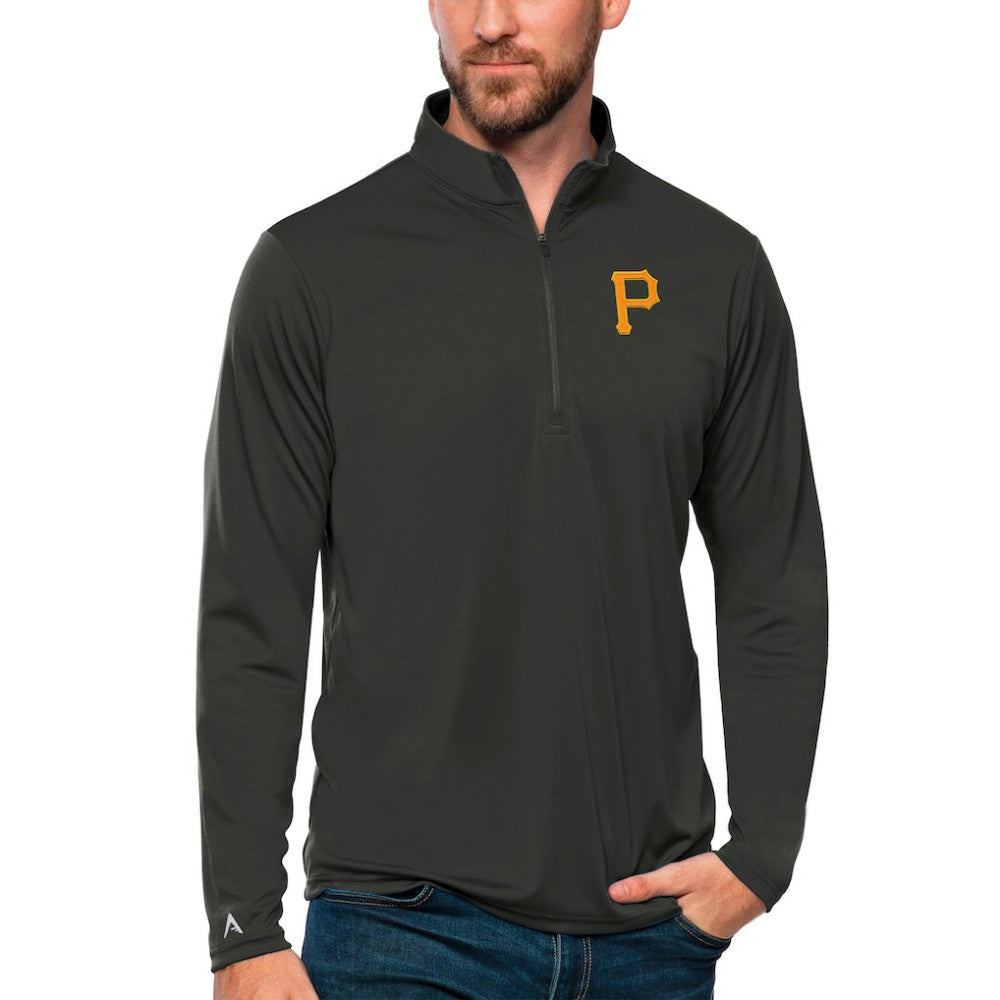 Pittsburgh Pirates Antigua Tribute Quarter-Zip Pullover Top - Charcoal Pullover