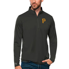 Pittsburgh Pirates Antigua Tribute Quarter-Zip Pullover Top - Charcoal Pullover