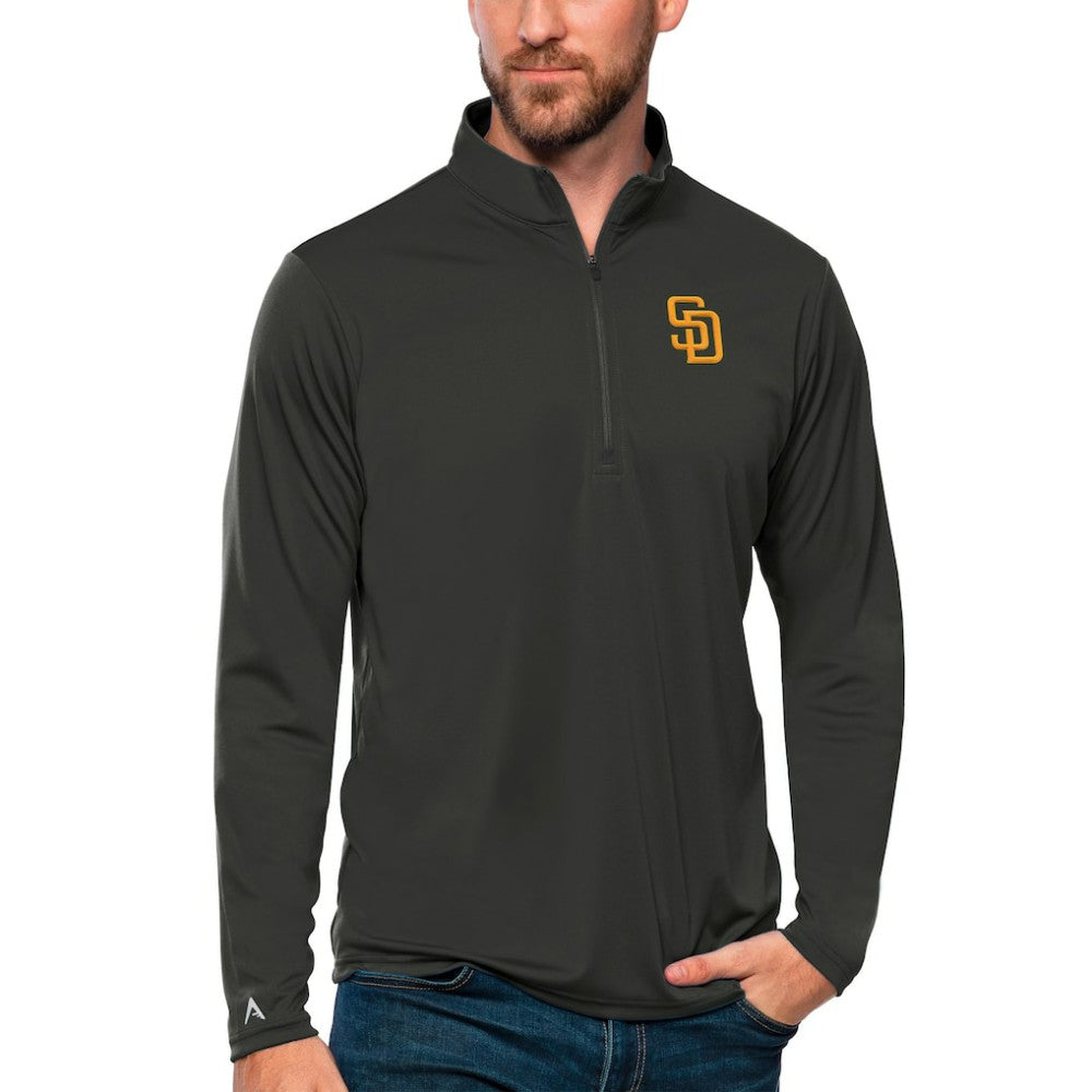 San Diego Padres Antigua Tribute Quarter-Zip Pullover Top - Charcoal Pullover