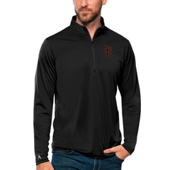 San Francisco Giants Antigua Tribute Quarter-Zip Pullover Top - Black Pullover