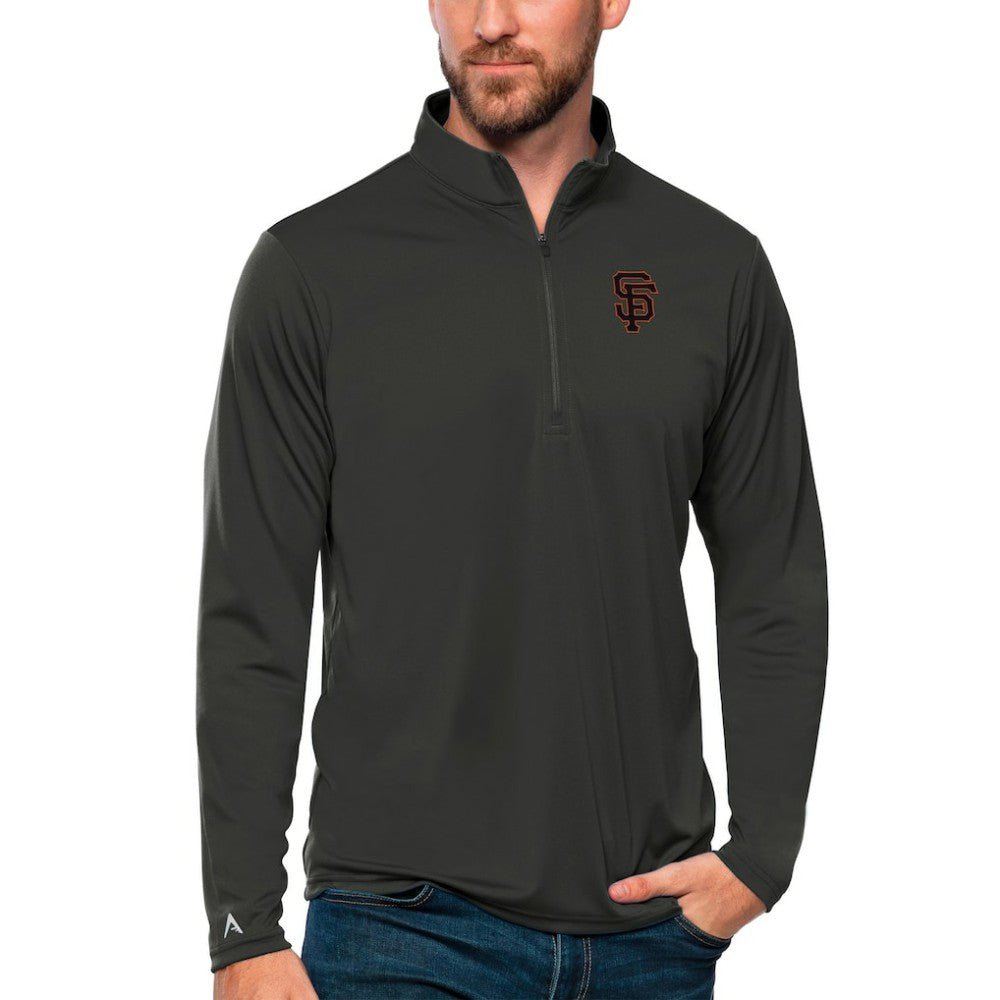 San Francisco Giants Antigua Tribute Quarter-Zip Pullover Top - Charcoal Pullover