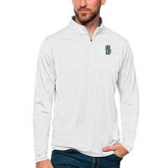 Seattle Mariners Antigua Tribute Quarter-Zip Pullover Top - White Pullover