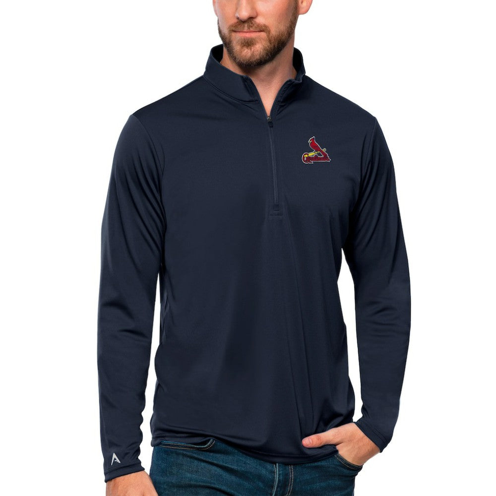 St. Louis Cardinals Antigua Tribute Quarter-Zip Pullover Top - Navy Pullover