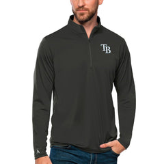 Tampa Bay Rays Antigua Tribute Quarter-Zip Pullover Top - Charcoal Pullover