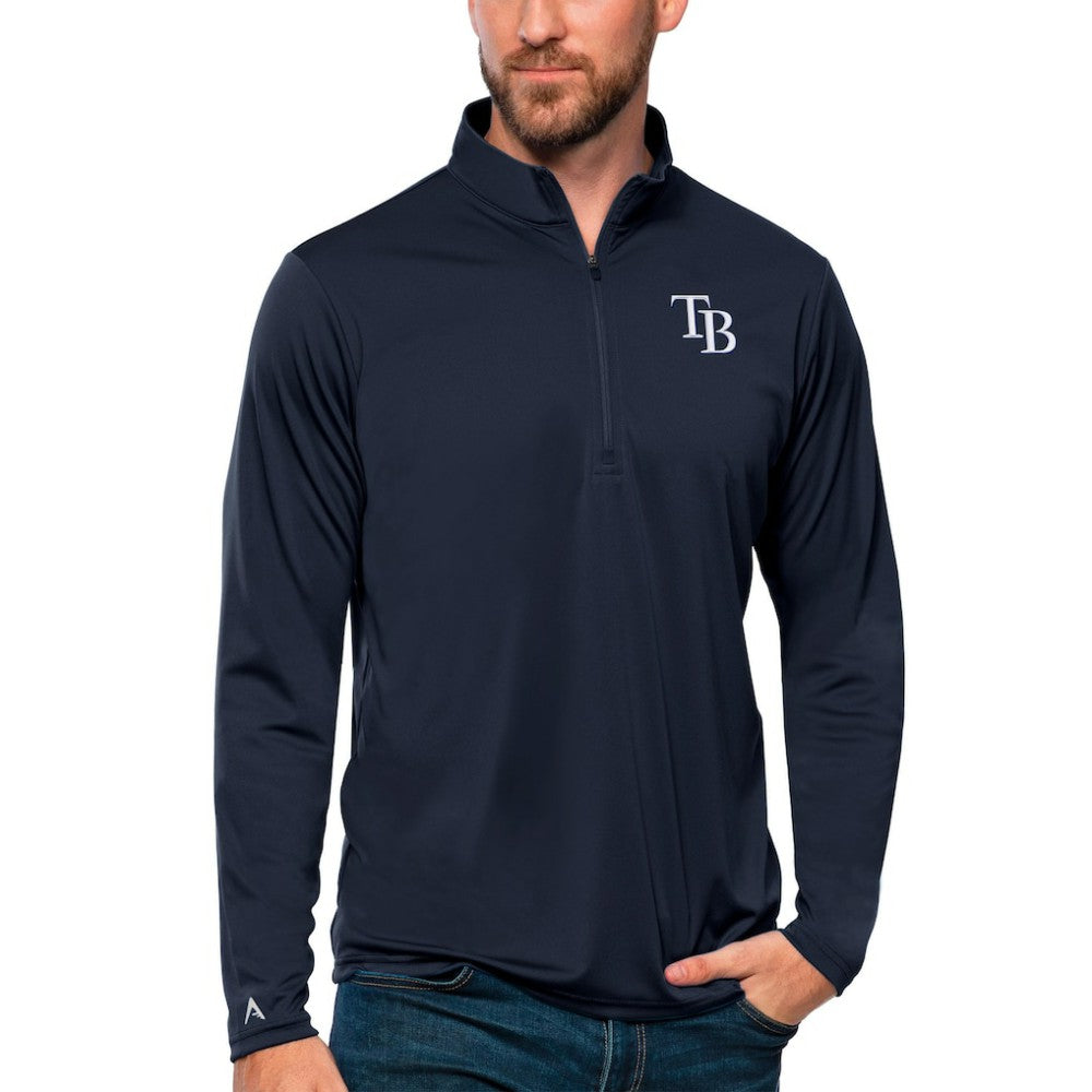 Tampa Bay Rays Antigua Tribute Quarter-Zip Pullover Top - Navy Pullover
