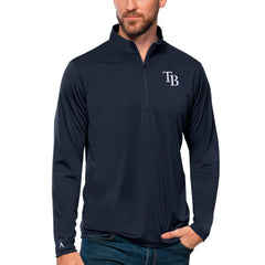 Tampa Bay Rays Antigua Tribute Quarter-Zip Pullover Top - Navy Pullover