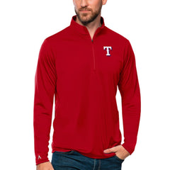 Texas Rangers Antigua Tribute Quarter-Zip Pullover Top - Red Pullover