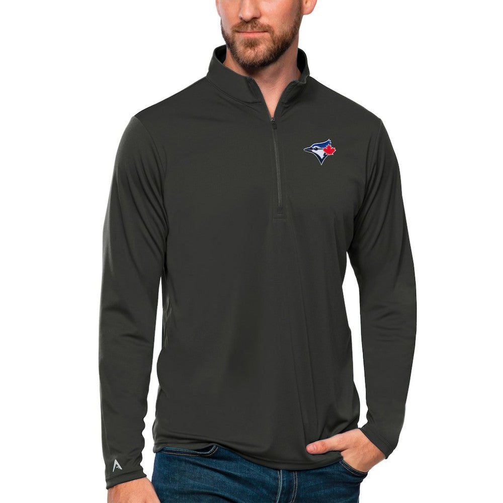 Toronto Blue Jays Antigua Tribute Quarter-Zip Pullover Top - Charcoal Pullover