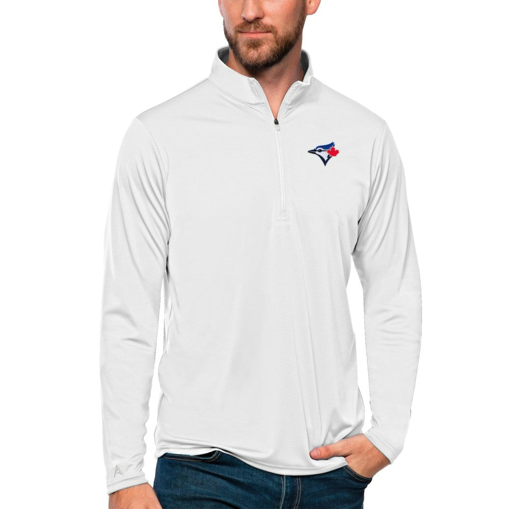Toronto Blue Jays Antigua Tribute Quarter-Zip Pullover Top - White Pullover