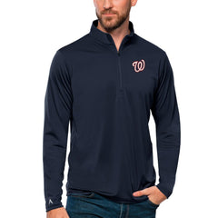 Washington Nationals Antigua Tribute Quarter-Zip Pullover Top - Navy Pullover