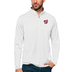 Washington Nationals Antigua Tribute Quarter-Zip Pullover Top - White Pullover