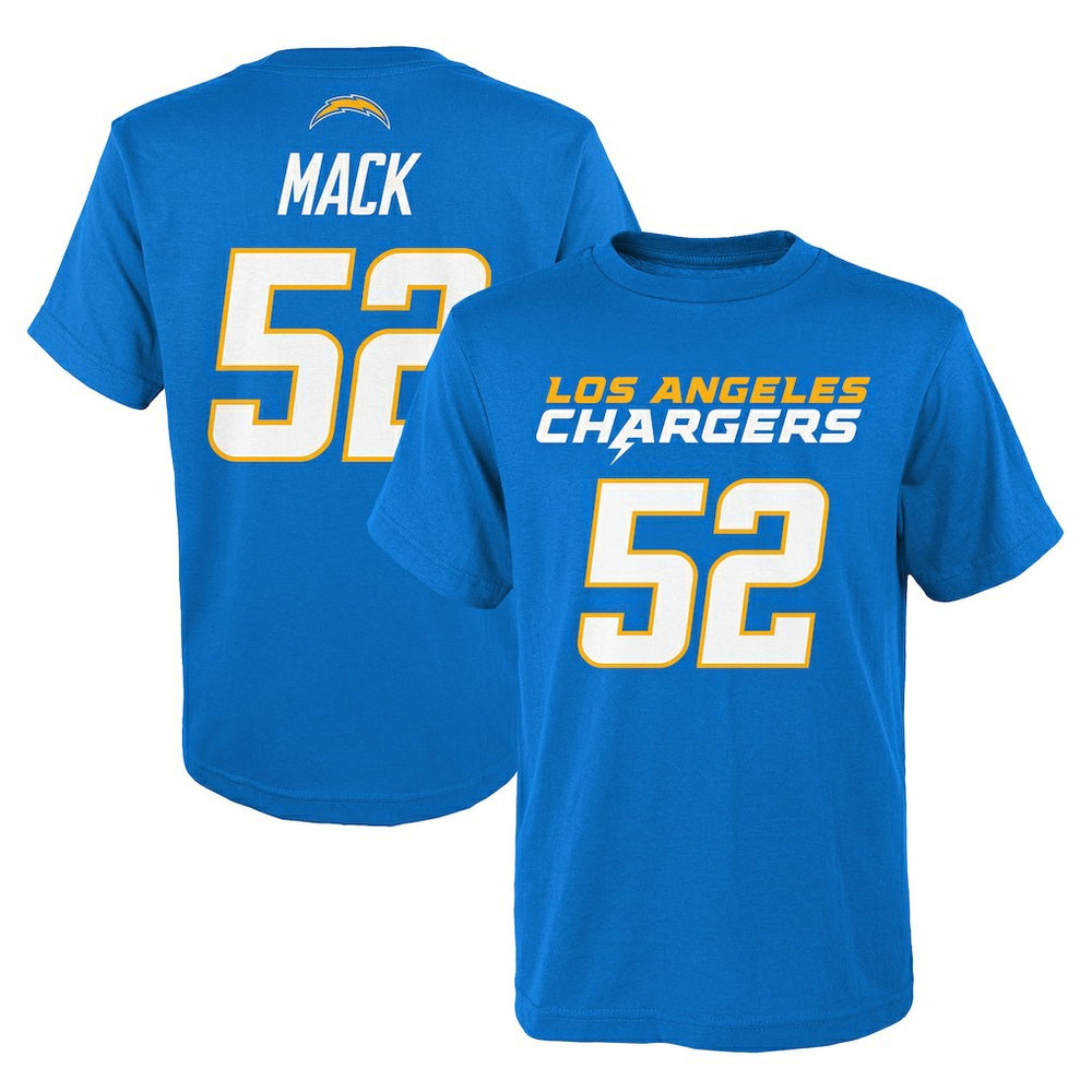 Khalil Mack Los Angeles Chargers Youth Mainliner Player Name & Number T-Shirt - Powder Blue T-shirts