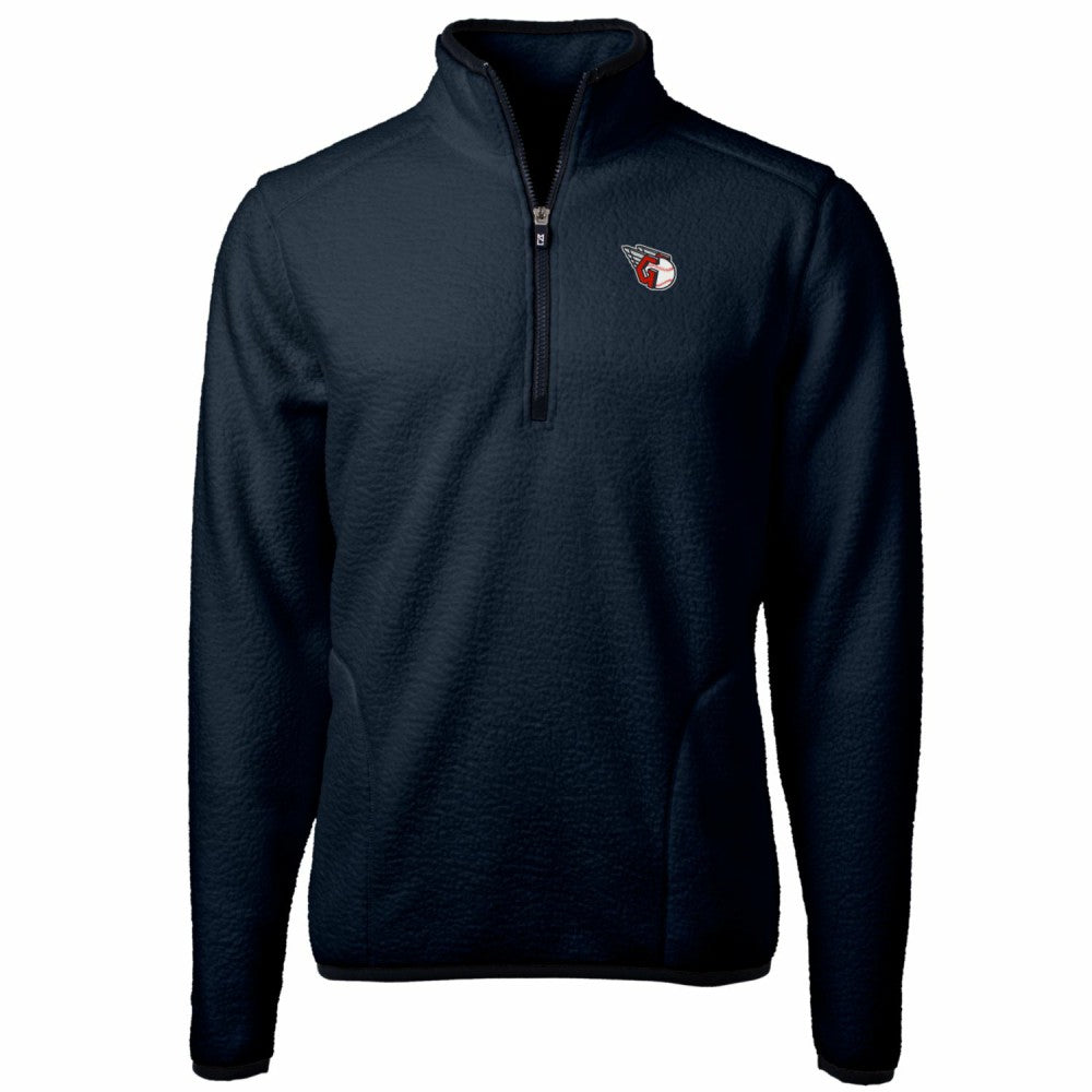 Cleveland Guardians Cutter & Buck Big & Tall Cascade Eco Sherpa Fleece Quarter-Zip Pullover Jacket - Navy Jackets