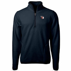 Cleveland Guardians Cutter & Buck Big & Tall Cascade Eco Sherpa Fleece Quarter-Zip Pullover Jacket - Navy Jackets
