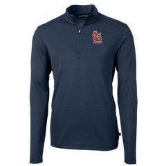 St. Louis Cardinals Cutter & Buck Big & Tall Virtue Eco Pique Quarter-Zip Pullover Jacket - Navy Jackets