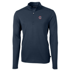 Chicago Cubs Cutter & Buck Big & Tall Virtue Eco Pique Quarter-Zip Pullover Jacket - Navy Jackets