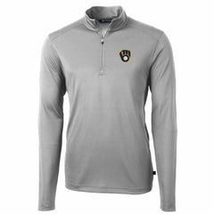 Milwaukee Brewers Cutter & Buck Big & Tall Virtue Eco Pique Quarter-Zip Pullover Jacket - Gray Jackets