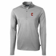 Cleveland Guardians Cutter & Buck Big & Tall Virtue Eco Pique Quarter-Zip Pullover Jacket - Gray Jackets