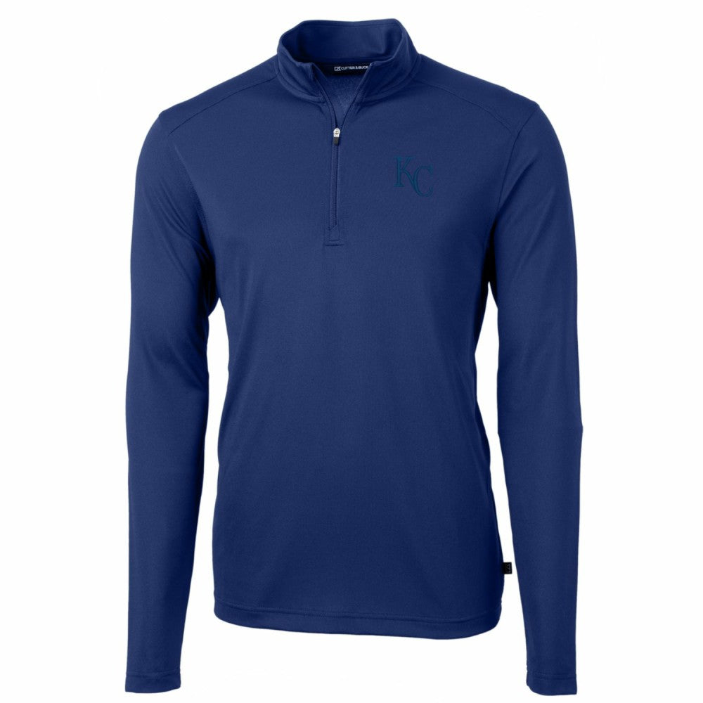 Kansas City Royals Cutter & Buck Big & Tall Virtue Eco Pique Quarter-Zip Pullover Jacket - Royal Jackets