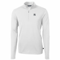 New York Yankees Cutter & Buck Big & Tall Virtue Eco Pique Quarter-Zip Pullover Jacket - White Jackets