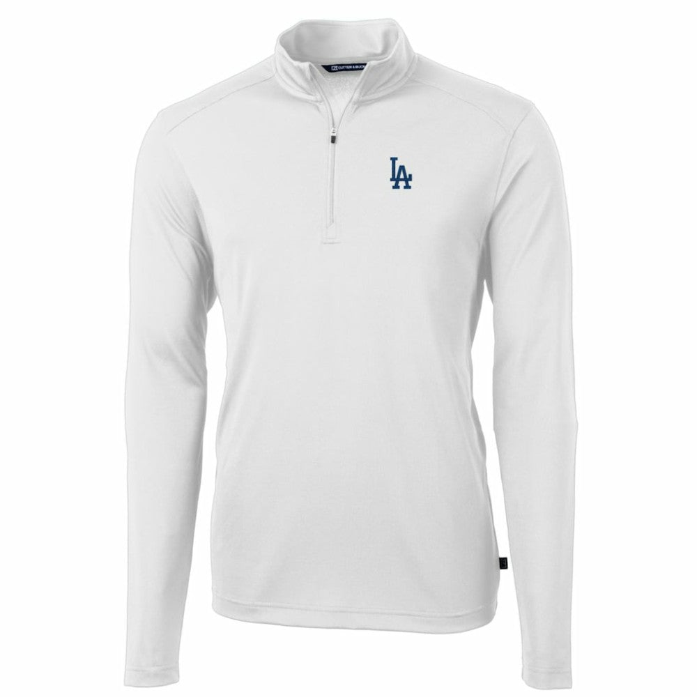 Los Angeles Dodgers Cutter & Buck Big & Tall Virtue Eco Pique Quarter-Zip Pullover Jacket - White Jackets