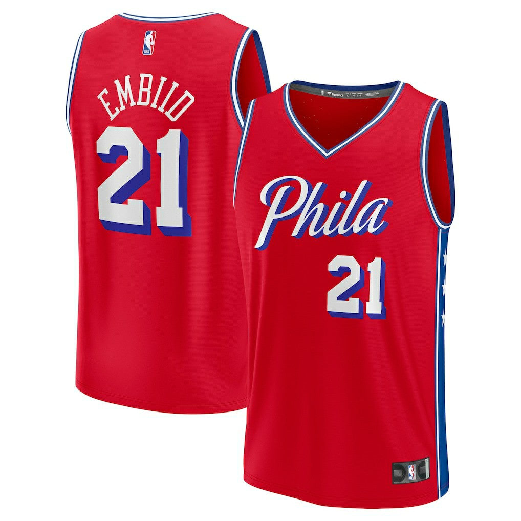Joel Embiid Philadelphia 76ers Fast Break Replica Player Jersey Statement Edition Red - Fanatics