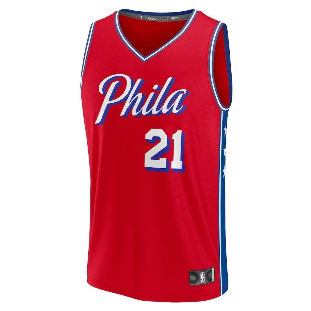 Joel Embiid Philadelphia 76ers Fast Break Replica Player Jersey Statement Edition Red - Fanatics