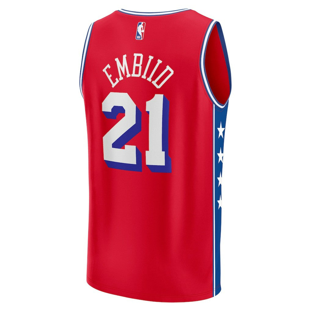 Joel Embiid Philadelphia 76ers Fast Break Replica Player Jersey Statement Edition Red - Fanatics