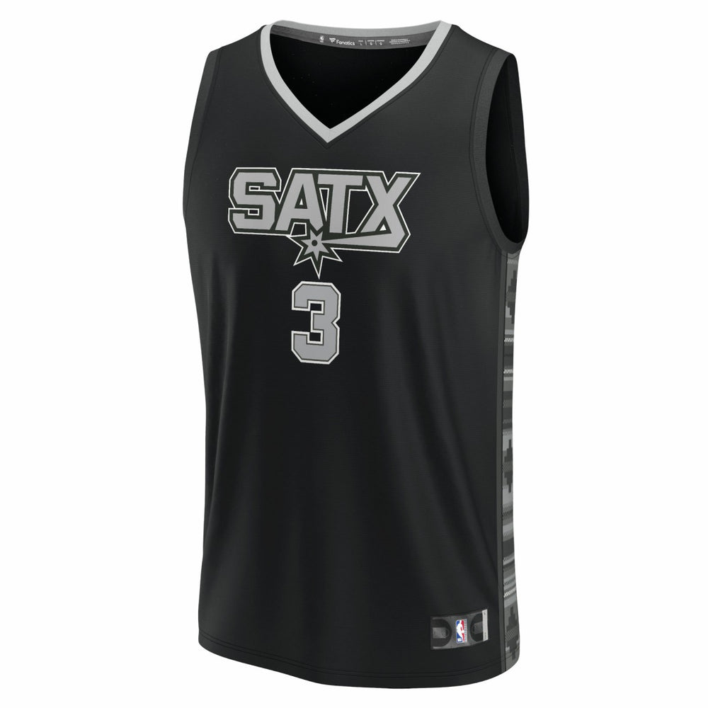 Keldon Johnson San Antonio Spurs Fast Break Replica Player Jersey Statement Edition Black - Fanatics