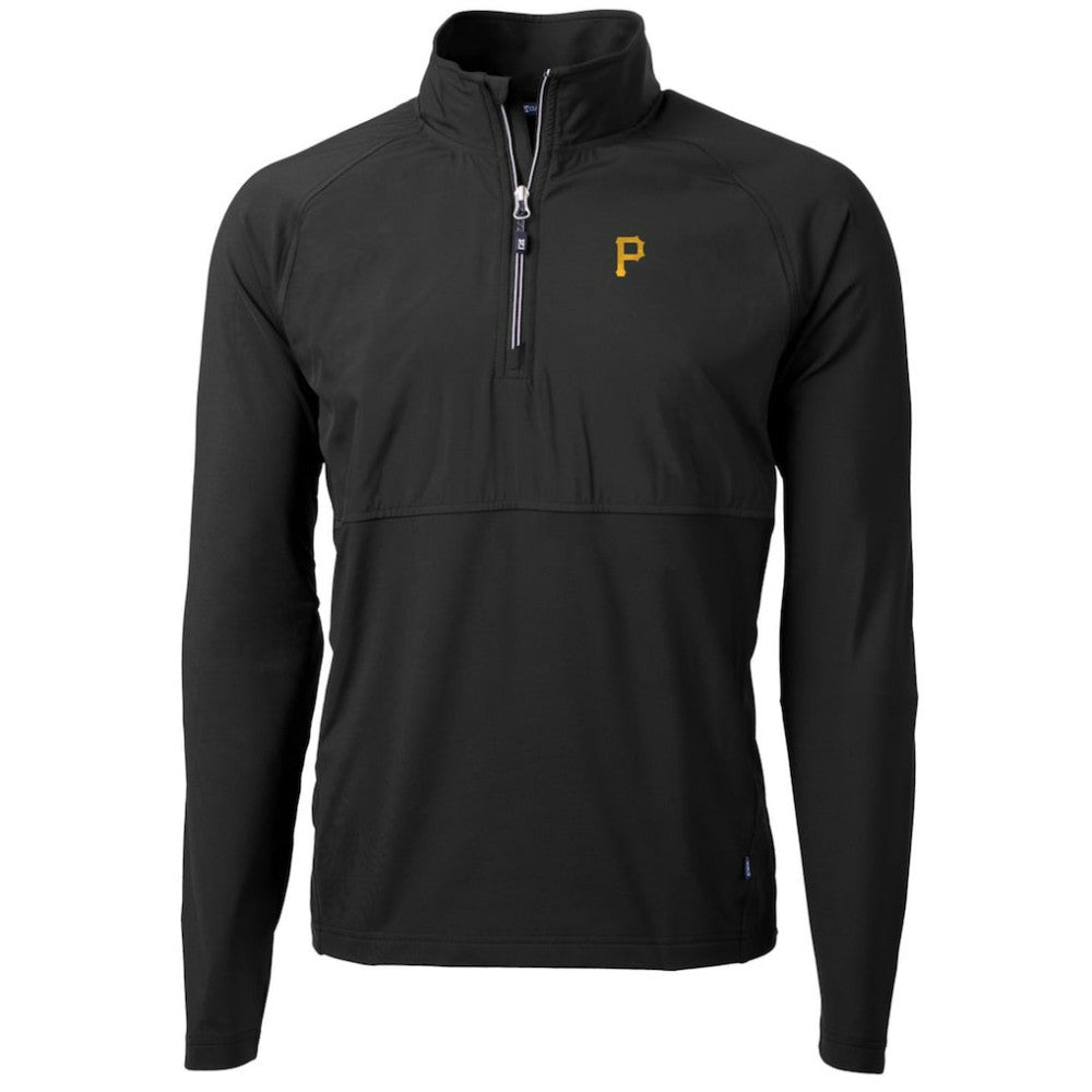 Pittsburgh Pirates Cutter & Buck Adapt Eco Knit Hybrid Recycled Quarter-Zip Pullover Jacket - Black Jackets