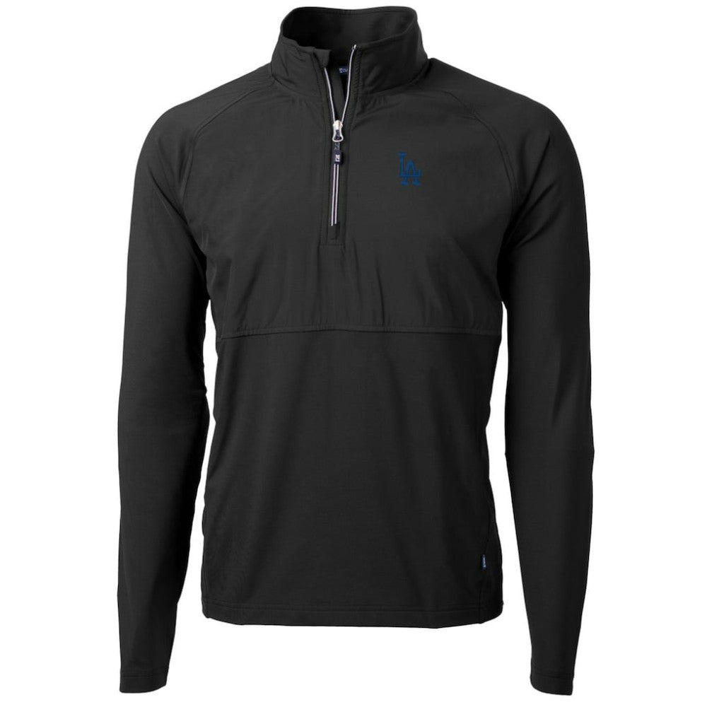Los Angeles Dodgers Cutter & Buck Adapt Eco Knit Hybrid Recycled Quarter-Zip Pullover Jacket - Black Jackets