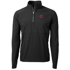 Cincinnati Reds Cutter & Buck Adapt Eco Knit Hybrid Recycled Quarter-Zip Pullover Jacket - Black Jackets