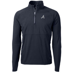 Atlanta Braves Cutter & Buck Adapt Eco Knit Hybrid Recycled Quarter-Zip Pullover Jacket - Navy Jackets