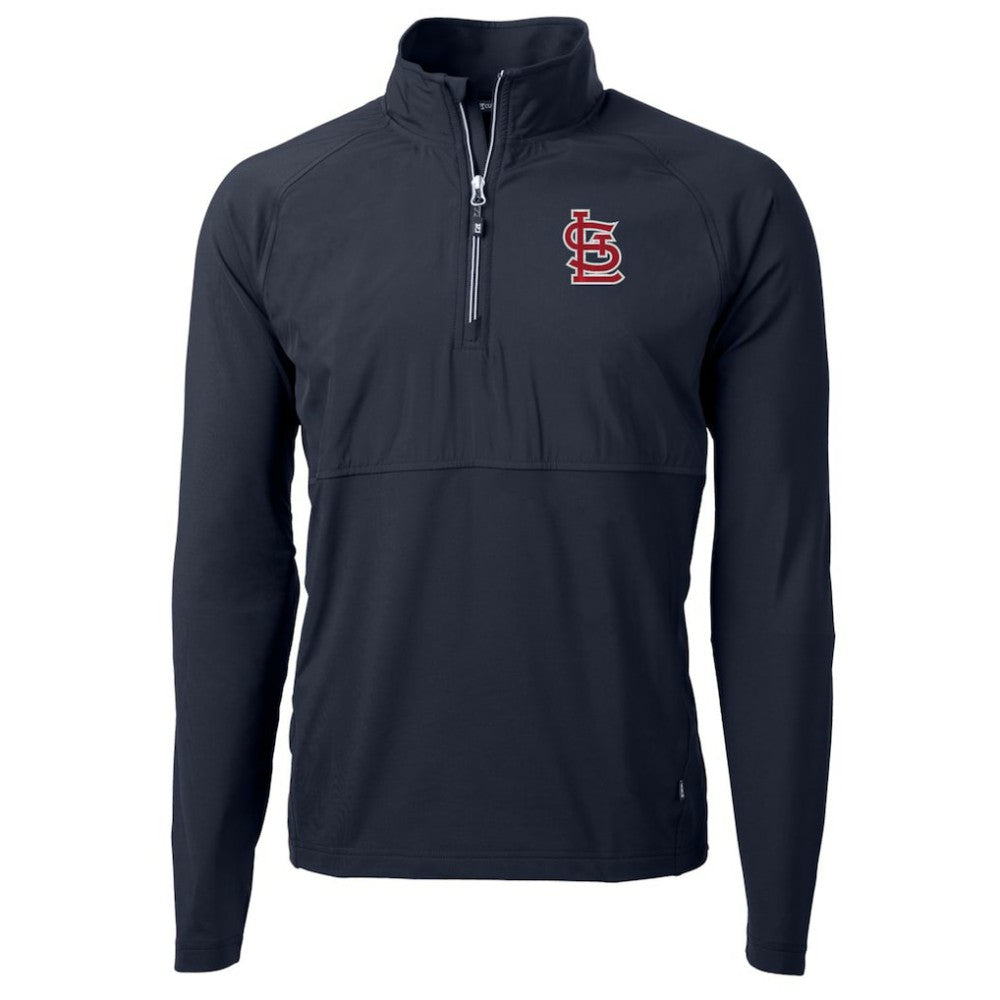 St. Louis Cardinals Cutter & Buck Adapt Eco Knit Hybrid Recycled Quarter-Zip Pullover Jacket - Navy Jackets