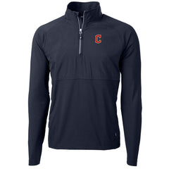 Cleveland Guardians Cutter & Buck Adapt Eco Knit Hybrid Recycled Quarter-Zip Pullover Jacket - Navy Jackets