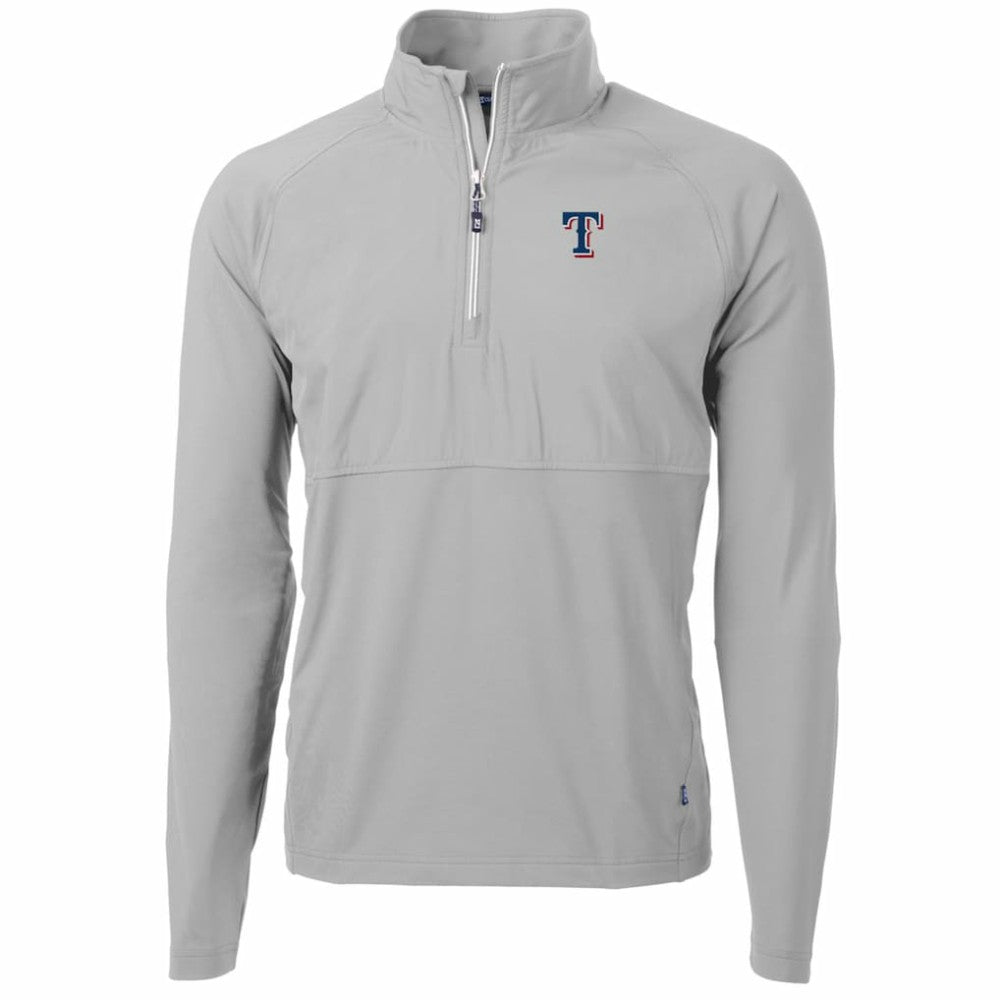Texas Rangers Cutter & Buck Adapt Eco Knit Hybrid Recycled Quarter-Zip Pullover Jacket - Gray Jackets