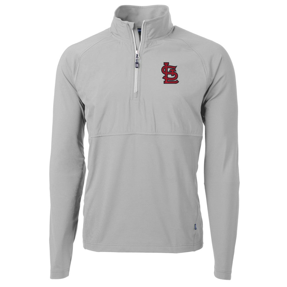 St. Louis Cardinals Cutter & Buck Adapt Eco Knit Hybrid Recycled Quarter-Zip Pullover Jacket - Gray Jackets