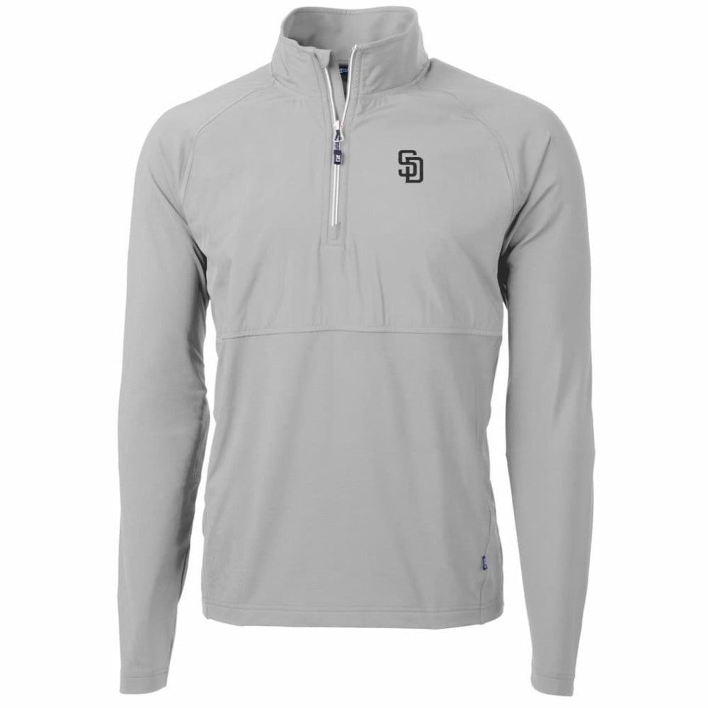 San Diego Padres Cutter & Buck Adapt Eco Knit Hybrid Recycled Quarter-Zip Pullover Jacket - Gray Jackets