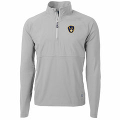 Milwaukee Brewers Cutter & Buck Adapt Eco Knit Hybrid Recycled Quarter-Zip Pullover Jacket - Gray Jackets