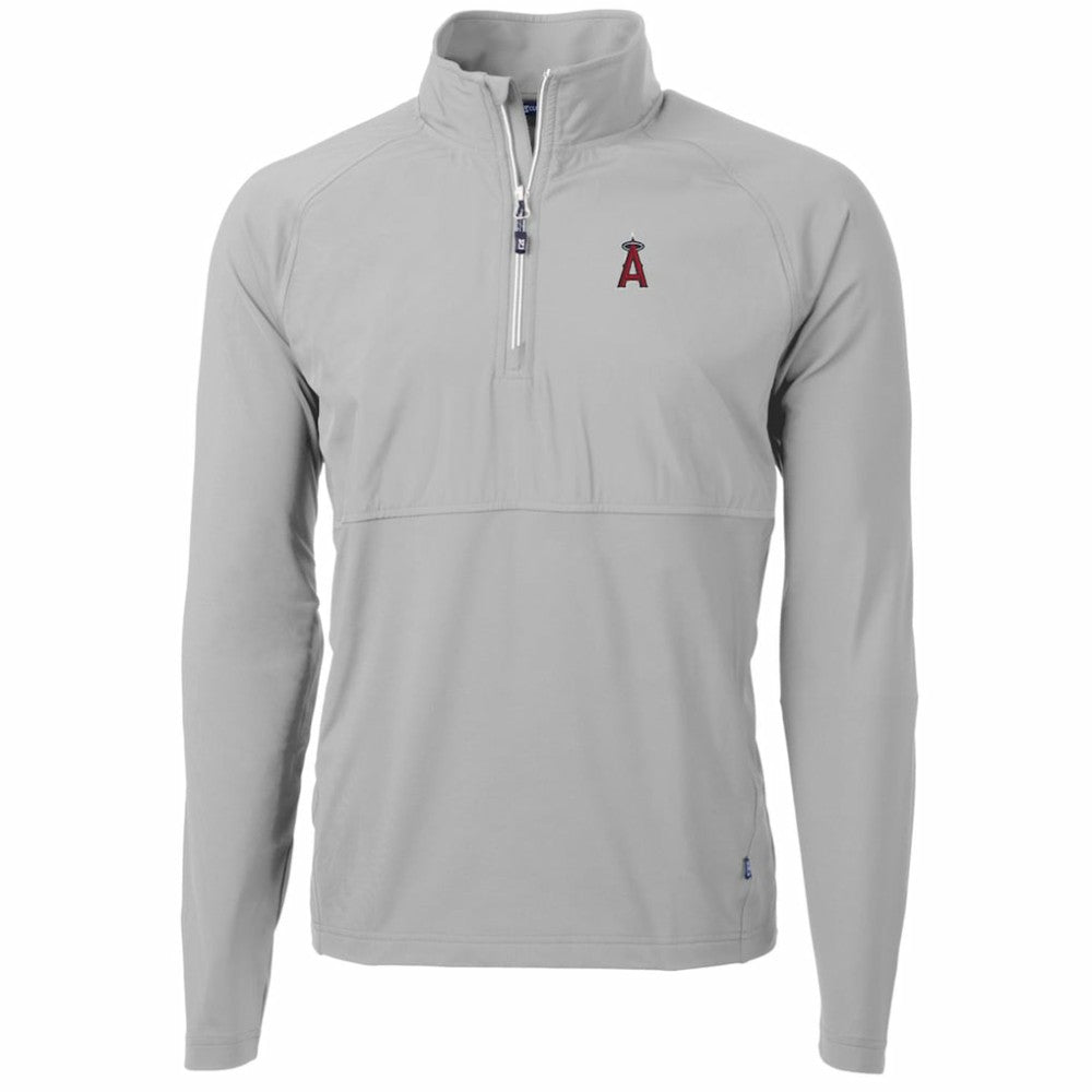 Los Angeles Angels Cutter & Buck Adapt Eco Knit Hybrid Recycled Quarter-Zip Pullover Jacket - Gray Jackets