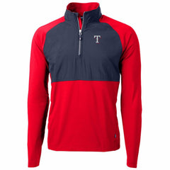 Texas Rangers Cutter & Buck Adapt Eco Knit Hybrid Recycled Quarter-Zip Pullover Jacket - Red/Navy Jackets