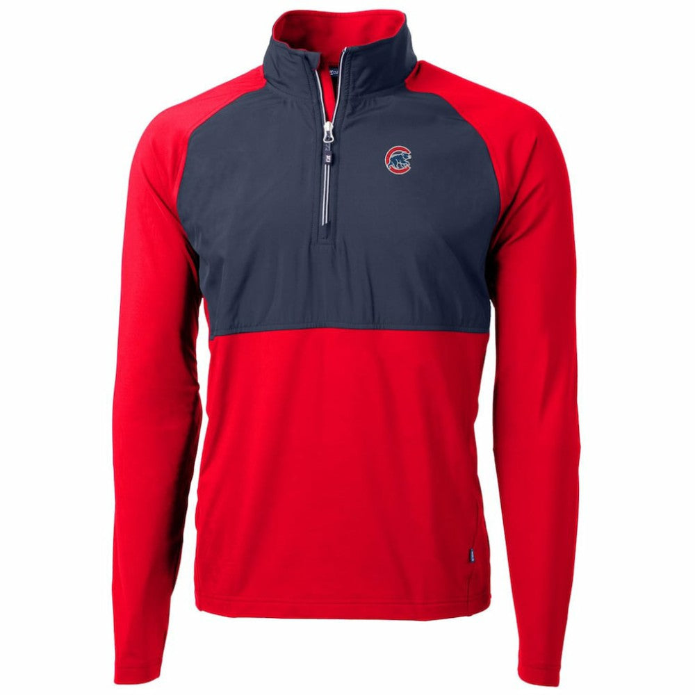 Chicago Cubs Cutter & Buck Adapt Eco Knit Hybrid Recycled Quarter-Zip Pullover Jacket - Red/Navy Jackets