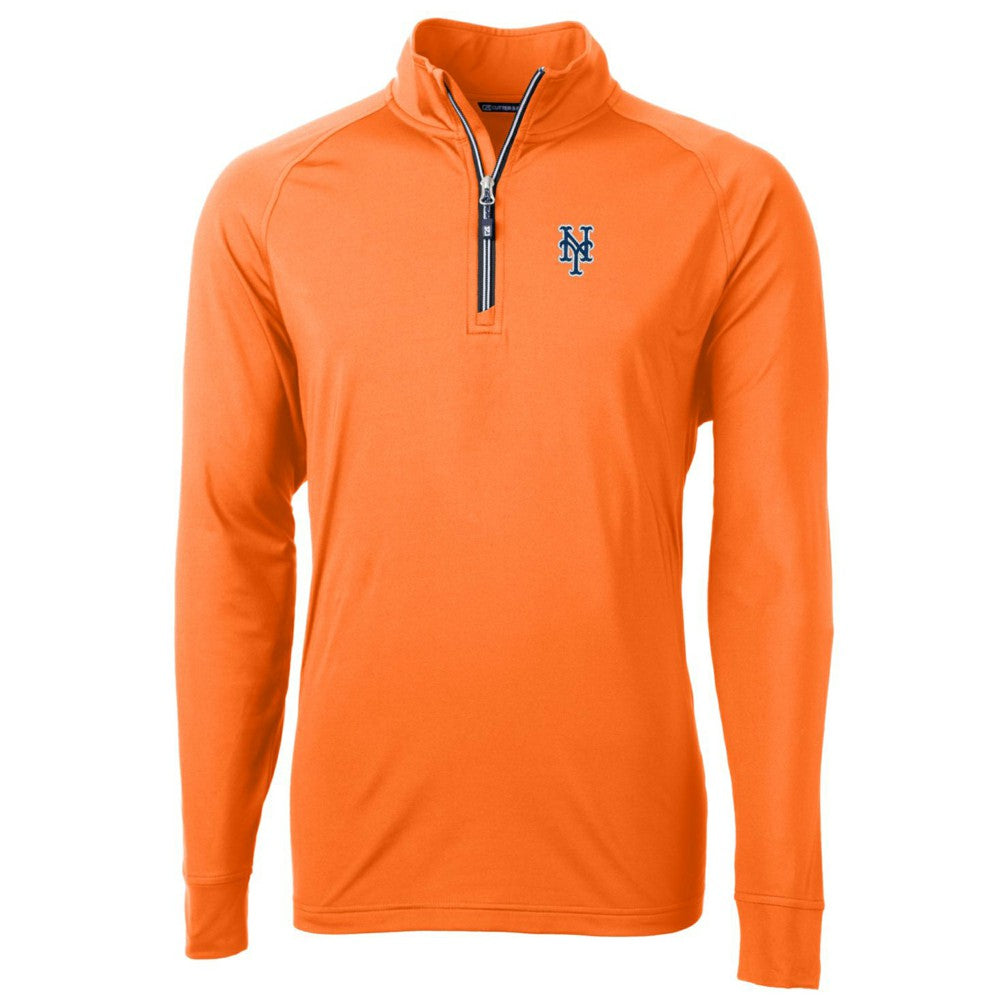 New York Mets Cutter & Buck Adapt Eco Knit Stretch Recycled Quarter-Zip Pullover Jacket - Orange Jackets