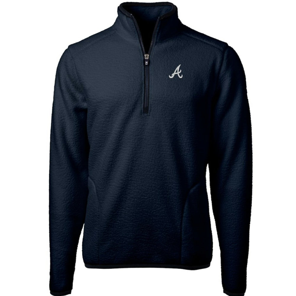 Atlanta Braves Cutter & Buck Cascade Eco Sherpa Fleece Quarter-Zip Pullover Jacket - Navy Jackets