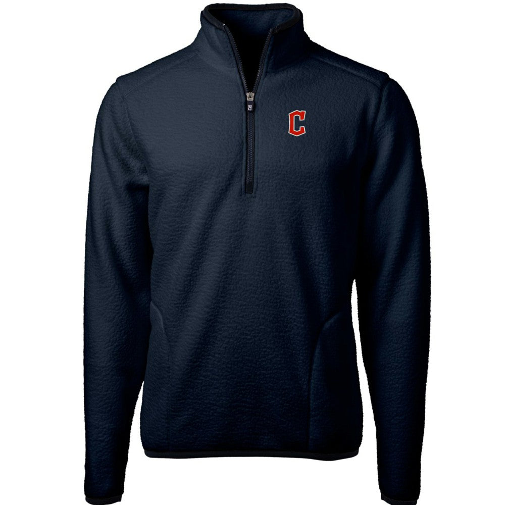 Cleveland Guardians Cutter & Buck Cascade Eco Sherpa Fleece Quarter-Zip Pullover Jacket - Navy Jackets