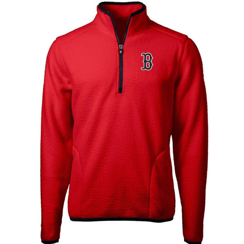 Boston Red Sox Cutter & Buck Cascade Eco Sherpa Fleece Quarter-Zip Pullover Jacket - Red/Navy Jackets