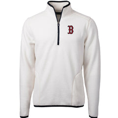 Boston Red Sox Cutter & Buck Cascade Eco Sherpa Fleece Quarter-Zip Pullover Jacket - White/Navy Jackets