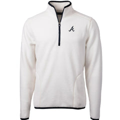 Atlanta Braves Cutter & Buck Cascade Eco Sherpa Fleece Quarter-Zip Pullover Jacket - White/Navy Jackets